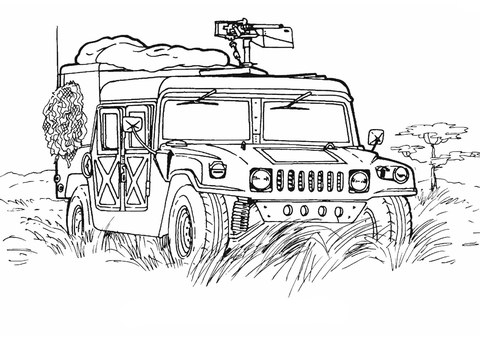 Army Hummer  Coloring Page